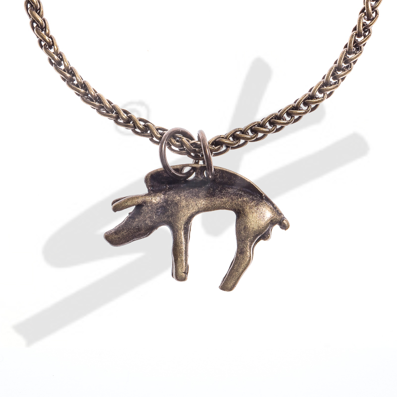 [32692] Halskette keltischer Eber, altmessingfarben