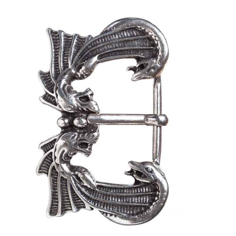 [B692-1] Drachenkuss-Gürtelschließe in Silberoptik – Fantasy-Schnalle für 3,5 cm Riemen