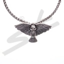 Halskette „Eule Rosmerta“ – Silberfarbener Eulenanhänger an mystischer Kette