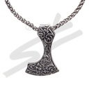 Halskette „Mittelalter Bartaxt“ – Silberfarbener Anhänger mit beidseitigem Ornament 