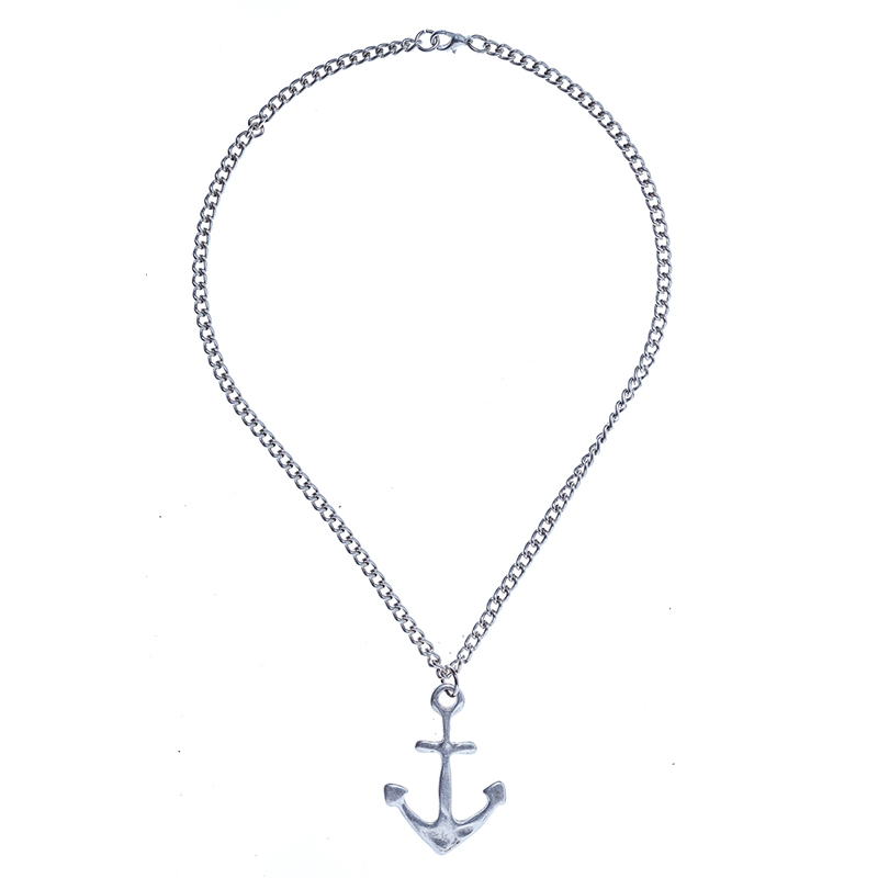 Halskette „Anker“ – Schwerer silberfarbener Ankeranhänger an 54 cm Kette