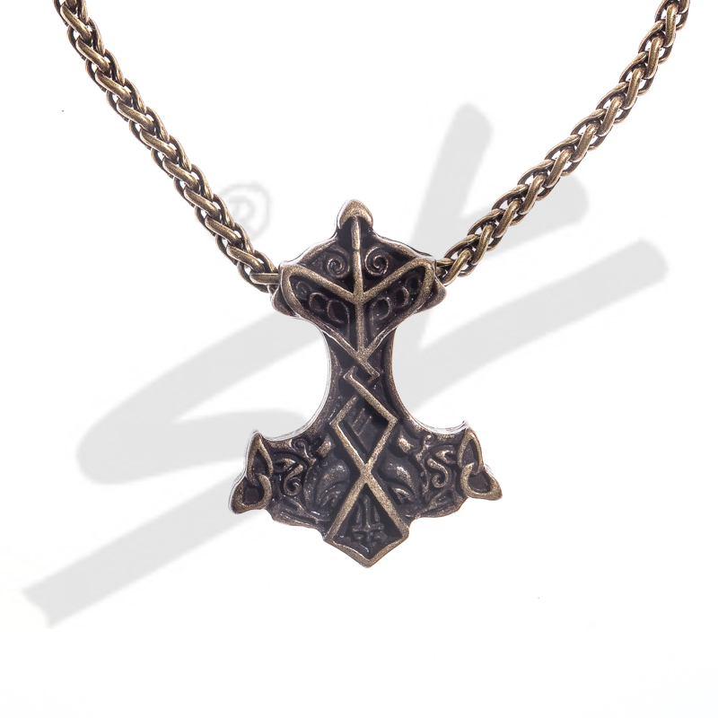 [33333] Halskette Thor-Hammer , altmessingfarben