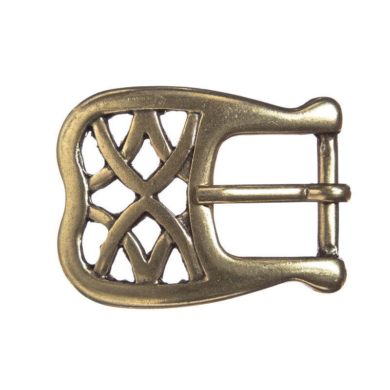 [B601-2] Messingfarbene Flecht-Schließe – Filigrane Mittelalter-Schnalle für 15 mm Riemen 