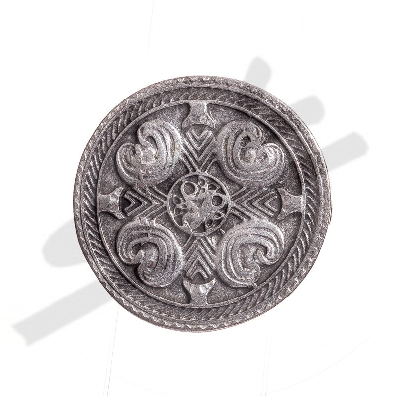 Breastplate-Schließe silberfarben – Runde Mittelalter-Gürtelschnalle für 4 cm Riemen