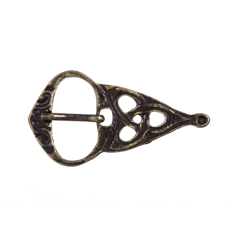 Gürtelschließe Highland altmessing – 3,5 cm Knoten-Schließe im keltischen Stil für Mittelalter & LARP 