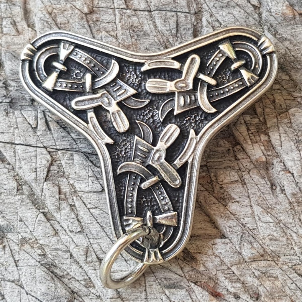 [A-5261-1] Kleeblatt-Fibel groß silberfarben – Mittelalterliche Gewandschließe aus ZAMAK für Reenactment & LARP