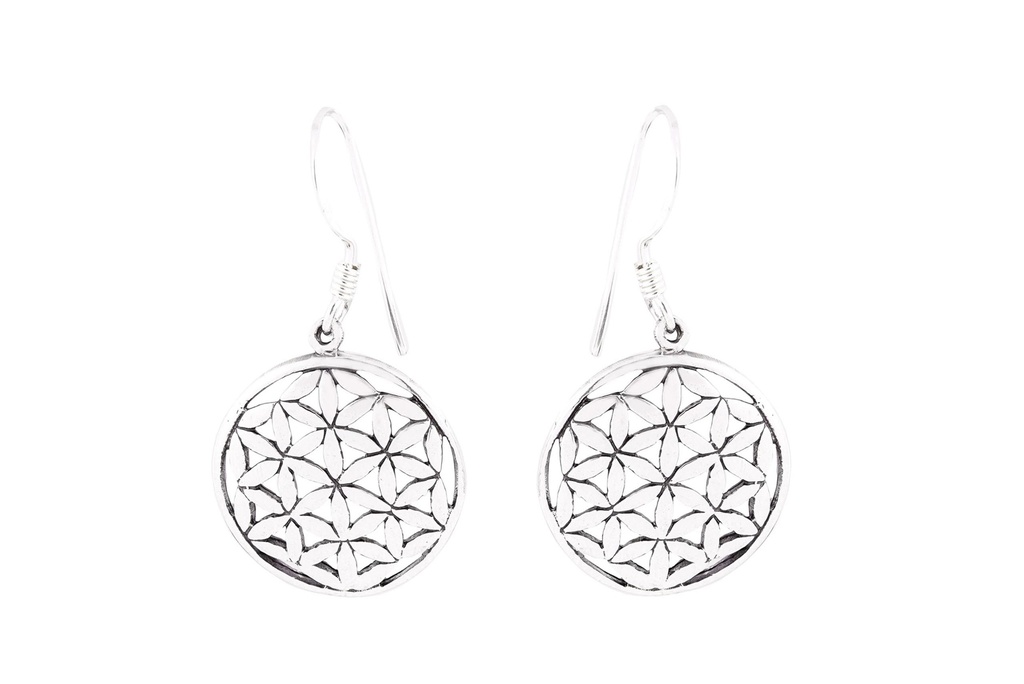 Ohrhänger „Thora – Blume des Lebens“ aus 925er Silber – Geometrischer Ohrschmuck 2 cm