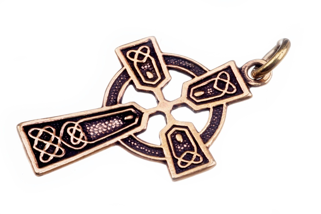 Keltisches Amulett, Anhänger 'Arawn Keltisches Kreuz' aus Bronze- Mittelalter, Larp, Reenactment Schmuck