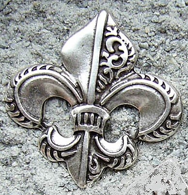 fleur de lys, silberfarbener Beschlag, groß