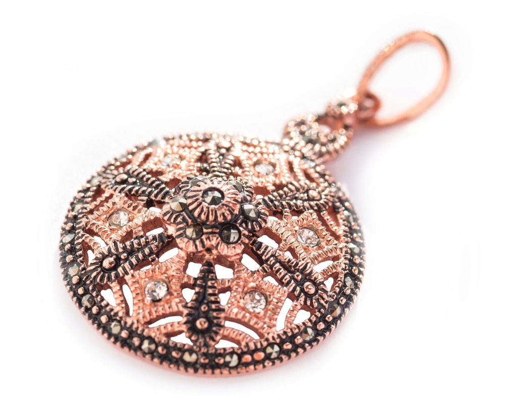 Schmuckstück  Bohemia Schmuck-Anhänger RAYA Ø 4 cm Vergoldetes Mittelalter Glücks-Amulett Bronze 3.9 cm