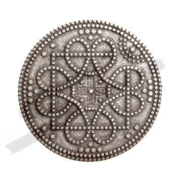 Großer Beschlag „Birka Brustplatte“ silberfarben – Wikinger-Zierniete Ø 65 mm für Taschen oder Gewand