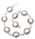 MÉDIÉVALE Armkette aus Silber mit Perlmutt – Boho Armband im Mittelalter-Stil 19 cm