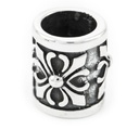 Ritter Haar- & Bartperle AKAN aus 925 Silber – 11 mm Mittelalter Ornamentperle mit Fleur de Lis