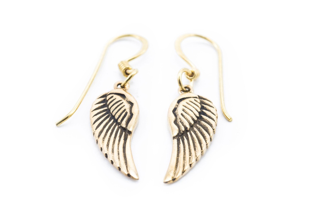 [ohb514] Ohrhänger Aladriel Engelsflügel aus Bronze – Spiritueller Boho Ohrschmuck 3,5 cm