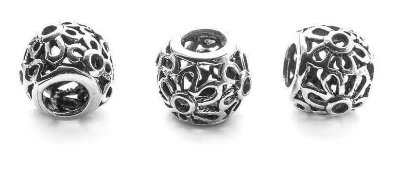 Bart- & Haarperle "Dana" aus Silber 925 – Zopfperle mit filigranen Blütenmustern 1,1 cm