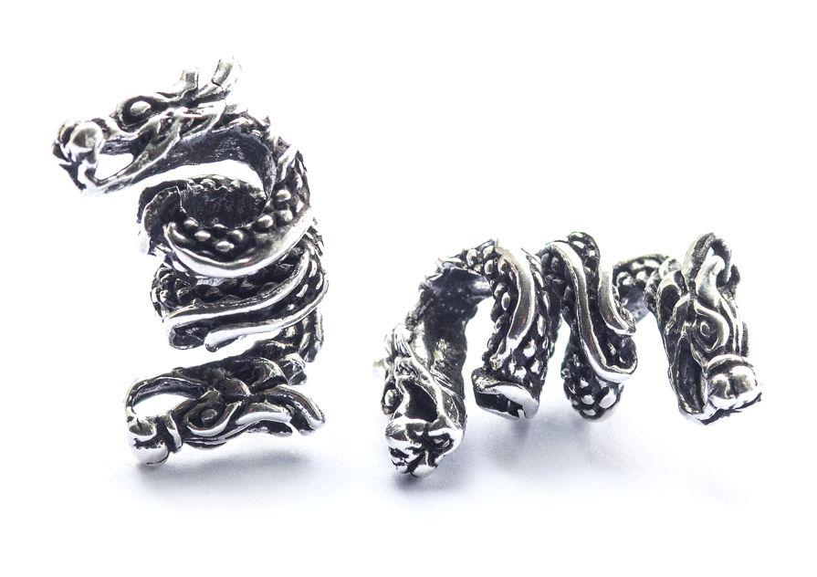 [ap24] WINDALF Vikings Bart- & Haarperle TIAMAN 24 mm Drachen-Bartschmuck Haarschmuck Silber 925