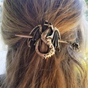 Haarspange Wyvern Nordischer Drache – Messingfarbener Haarschmuck mit Drachenkopf-Nadel 55 mm