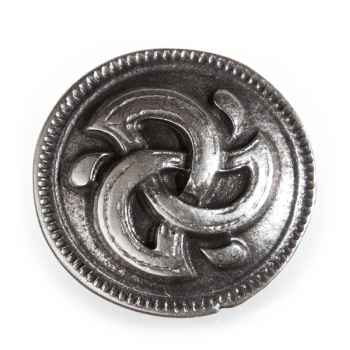 Keltischer Knopf Wasser-Triskele silberfarben – 22 mm Zierknopf für Mittelalter Umhang & Mantel