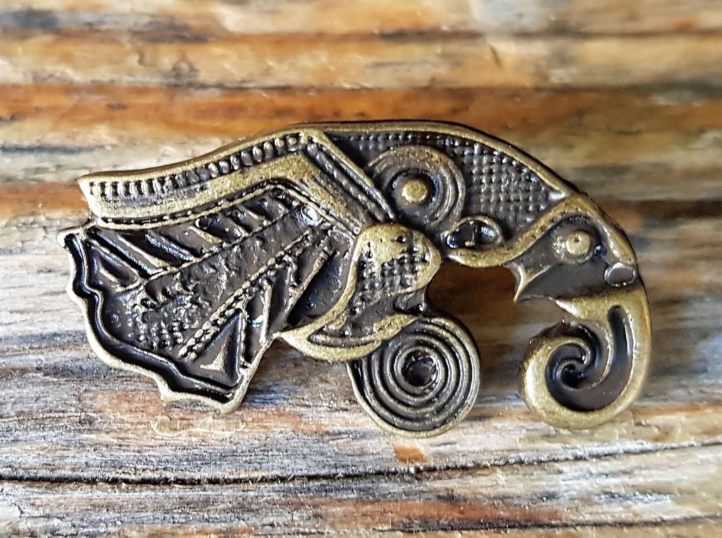 Hugin - Odin's Rabe, messingfarbener Beschlag