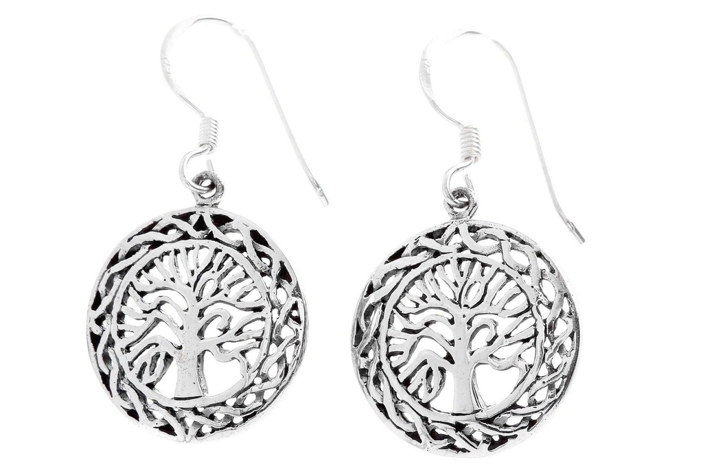 Ohrhänger Yrsa Keltische Buche aus 925 Silber – Lebensbaum Ohrschmuck 1,9 cm