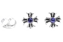 Ohrstecker „Acana – Mittelalterkreuz mit blauem Kristall“ aus 925er Silber – Kreuzstecker 6 mm
