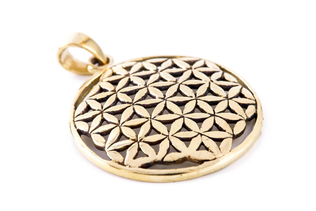 Amulett, Anhänger 'Die Blume des Lebens' aus Bronze - Mittelalter, Larp, Fantasy Schmuck
