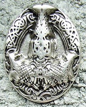 Silberfarbener Mjölnir-Zierbeschlag – Ovaler Thorshammer im Wikingerstil