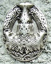 Silberfarbener Mjölnir-Zierbeschlag – Ovaler Thorshammer im Wikingerstil