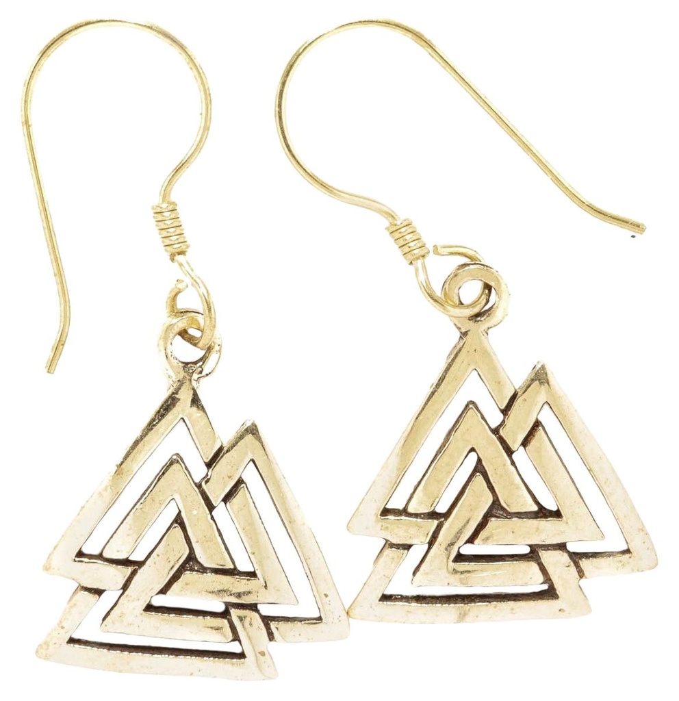 Ohrhänger Ragarda Valknut aus Bronze – Wotansknoten Ohrschmuck 3,2 cm Wikinger Symbol
