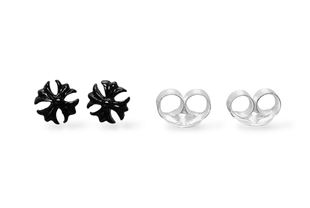 Mittelalter Ohrstecker „Ronan – Schwarzes Kreuz“ aus 925er Silber – Gothic-Schmuck 5 mm
