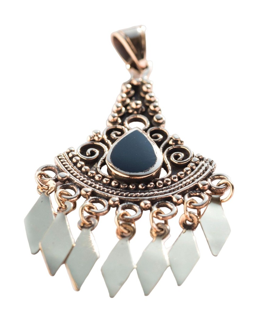 Schmuckstück  Schmuck Anhänger BIRGA 6.1 cm Wikinger Klapperschmuck Onyxzauber Handarbeit Bronze 6.1 cm