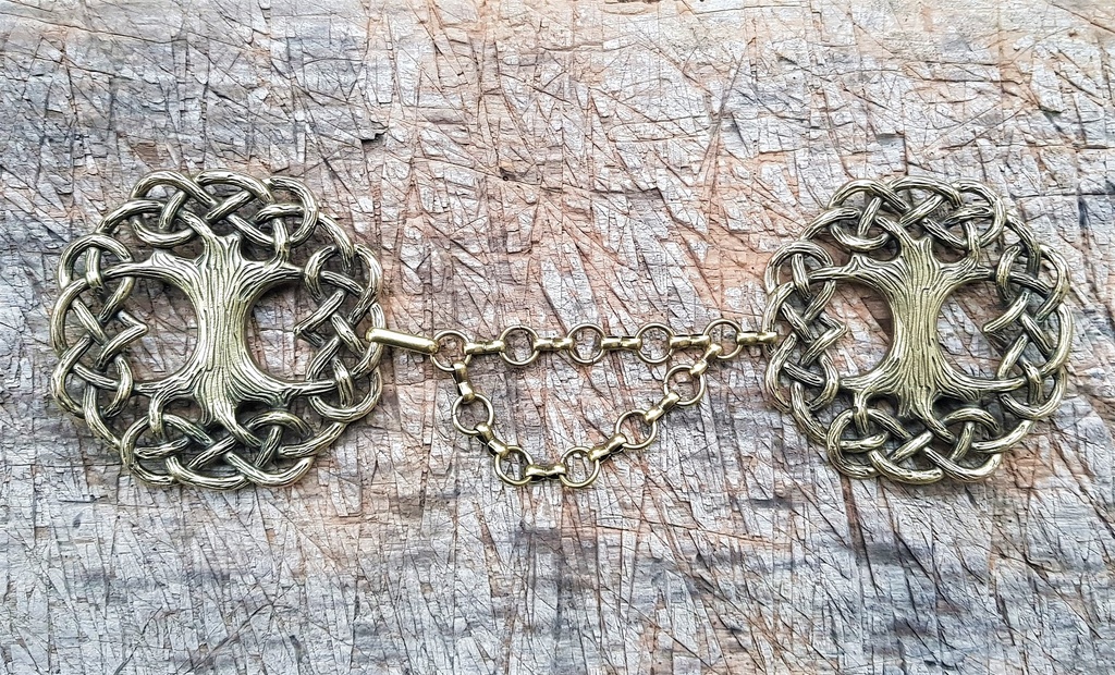 [V-268-2] YGGDRASIL-Verschluß,Fb:messing,Weltenesche,Baum,Mantel,Fell,Umhang,Mittelalter,Larp