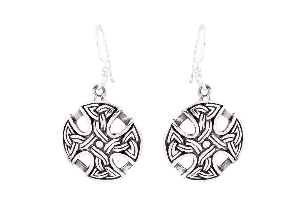 ARIAN Ohrringe aus Silber – Keltisches Kreuz Ohrhänger im Mittelalter-Stil 2,2 cm