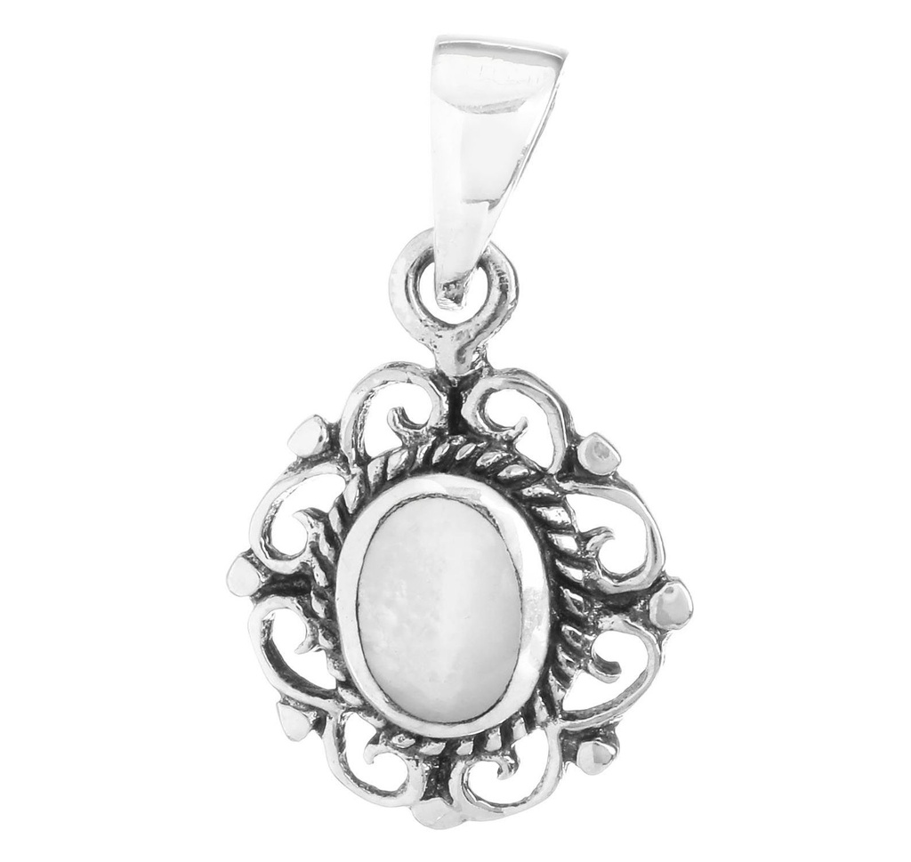 Schmuck Anhänger Miliah mit Perlmutt 2 cm – Silber 925 – Zartes Amulett der Reinheit und Harmonie