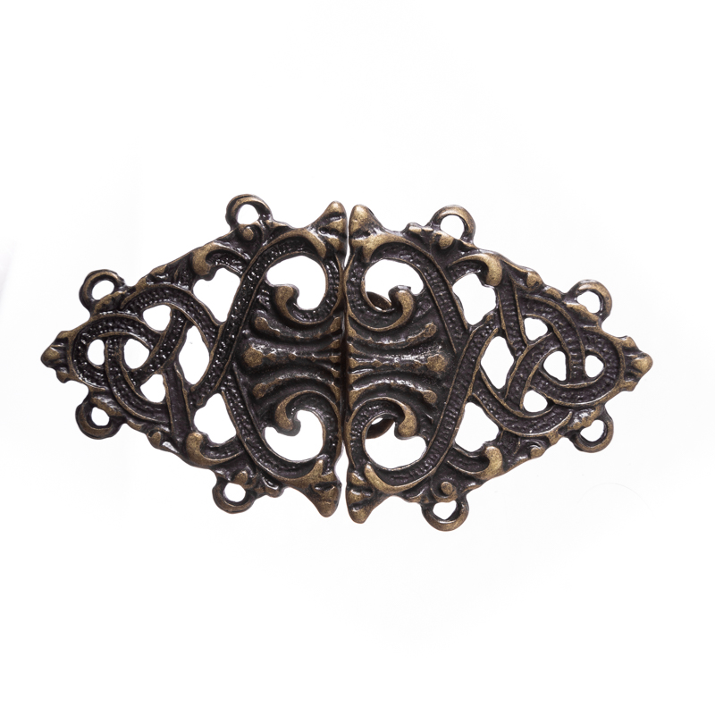 Tassel Birka altmessingfarben – Historischer Wikinger-Verschluss mit Ornamentik im Birka-Stil für Mantel & LARP