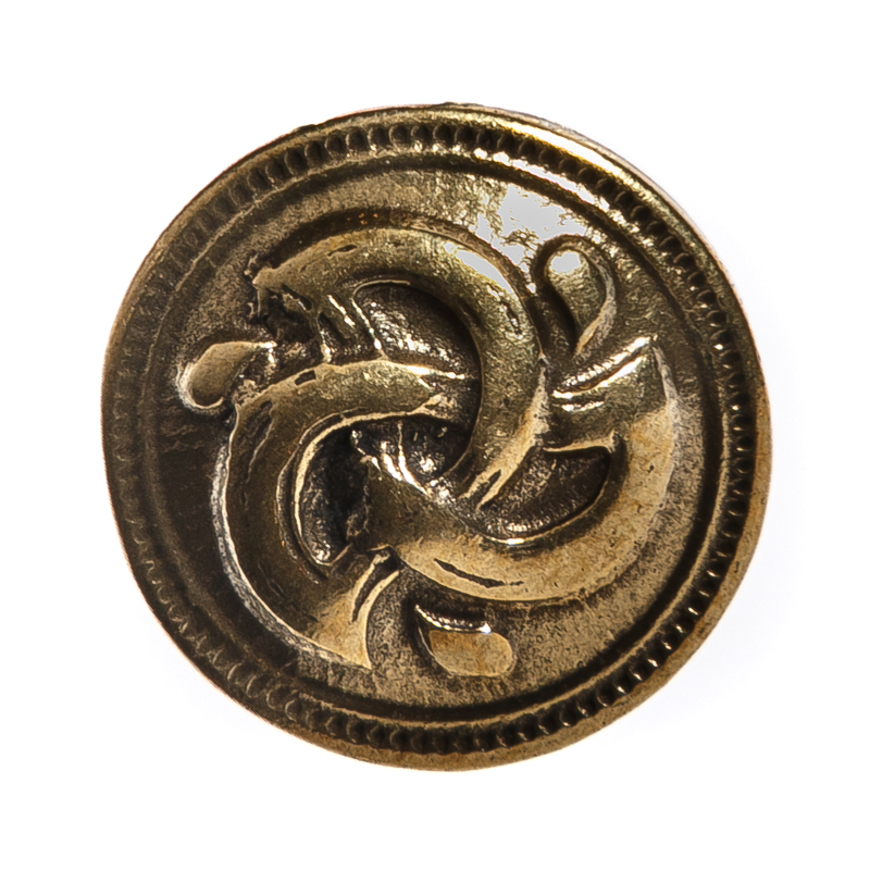 Wirbel-Triskele klein, messingfarbener Beschlag