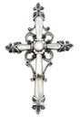 Mittelalter Kreuz-Anhänger RIANA aus 925er Silber – Großes gotisches Kreuz mit Perlmutt (6,2 cm)