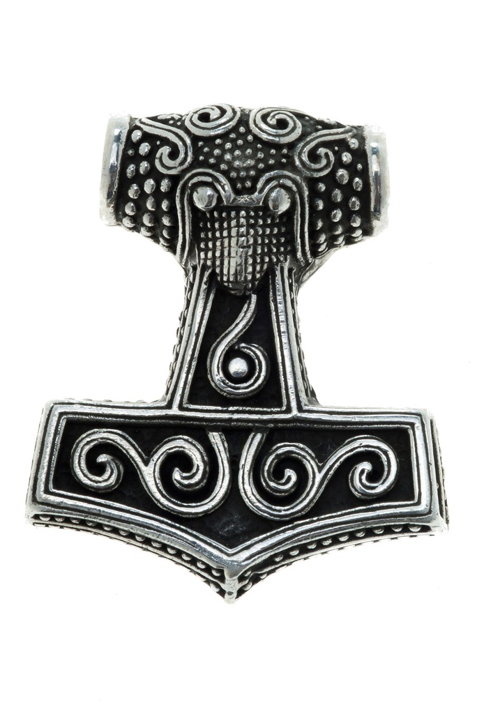 Thorshammer Anhänger TÓLIR aus Silber – Mjölnir Schonen Replik 3,5 cm