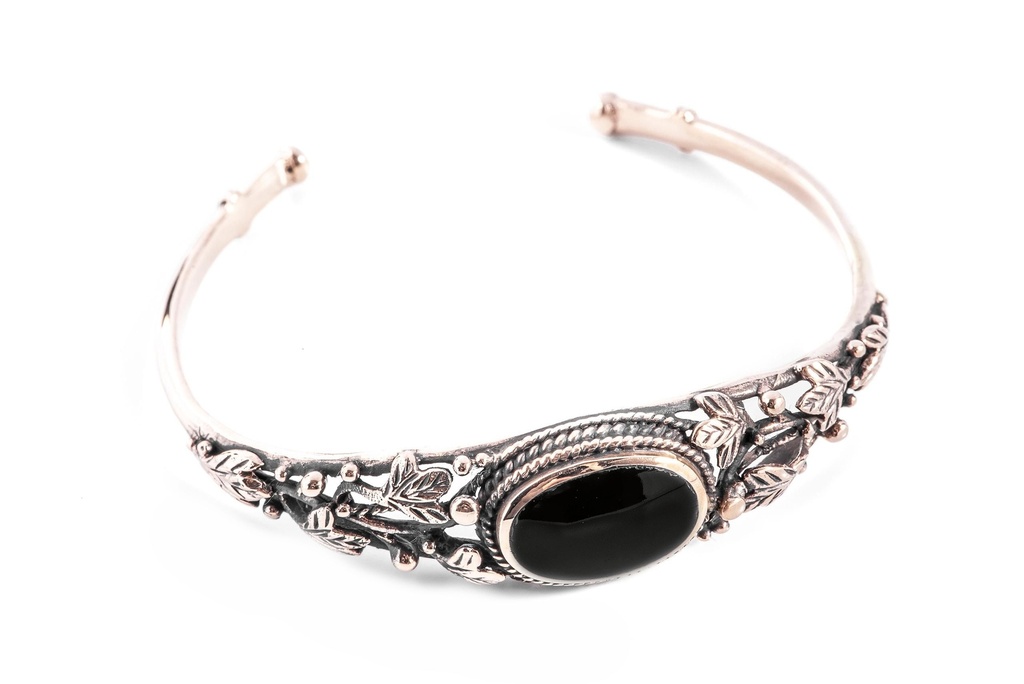 Armreif ISA aus Bronze Ø 5,5 cm – Boho Schmuck mit Blättern des Lebensbaums