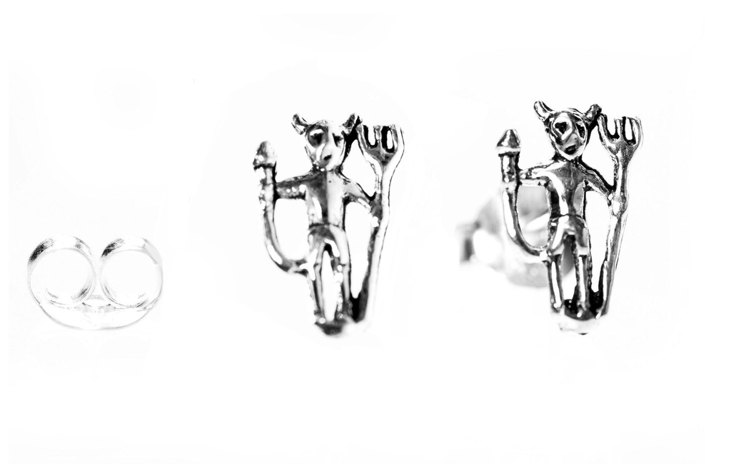 Ohrstecker Devil Teufel aus 925 Silber – Mini Ohrschmuck mit Hörnern 9 mm