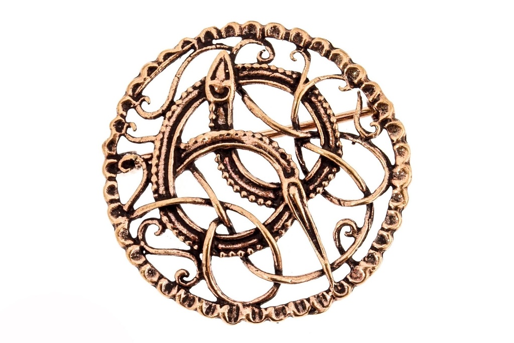 Wikinger Fibel Brosche "Midgardschlange" aus Bronze – Gewandschließe mit Jörmungandr 4 cm
