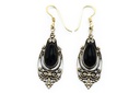Ohrhänger TALINA aus Bronze 5 cm – Mittelalterlicher Onyx Schmuck für Frauen