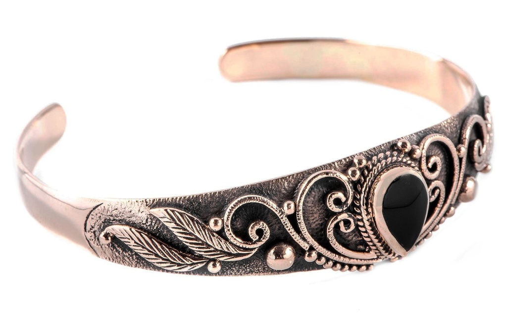 [armb23] Mittelalter Armreif ELANIA aus Bronze – Frauen Schmuck mit Ornamenten Ø 6,2 cm 