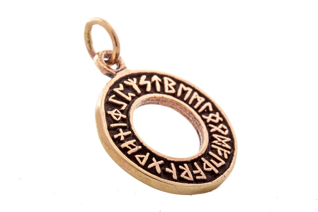 Anhänger DRUNA aus Bronze – Runen Futhark Wikinger Amulett 3,4 cm