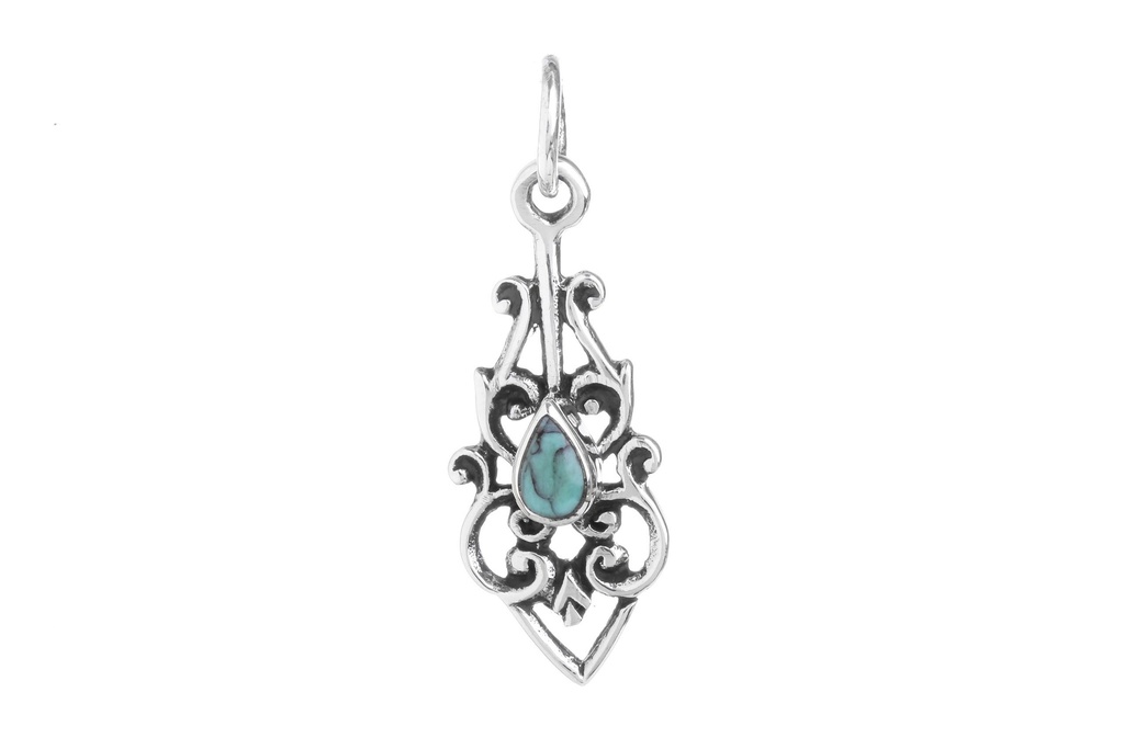 Schmuck-Anhänger DANIA 2,6 cm – Mittelalterliches Amulett mit Türkis aus 925er Silber für Schutz & innere Ruhe