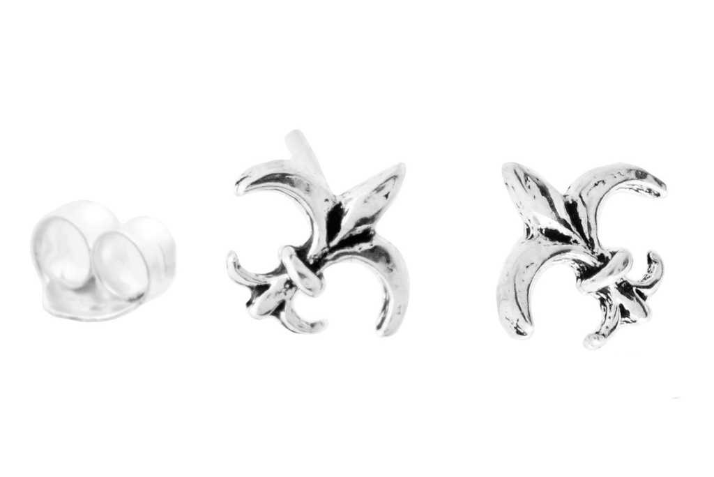 [ost25] Ohrstecker Fleur de Lys aus Silber – Mittelalterliche Lilien Ohrringe 925er 7 mm
