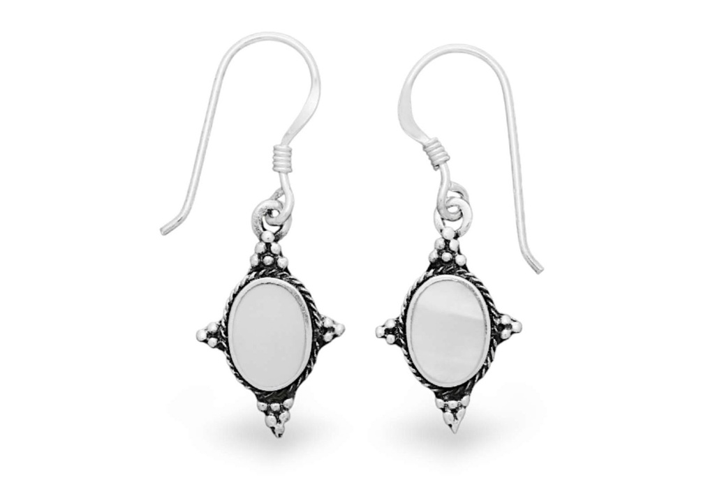 Ohrhänger Nima mit Perlmutt aus Silber 925 – Boho Ohrschmuck 1,5 cm rund