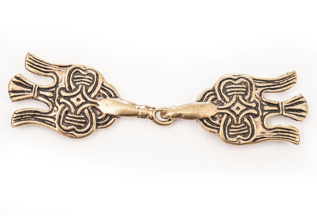 WINDALF Große Gewandschließe ODINS RABEN 7,3 cm – Wikinger Fibel aus Bronze