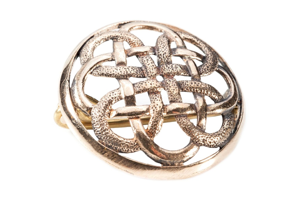 Keltische Fibel THETA aus Bronze – 2,9 cm Gewandbrosche mit Unendlichkeitsknoten