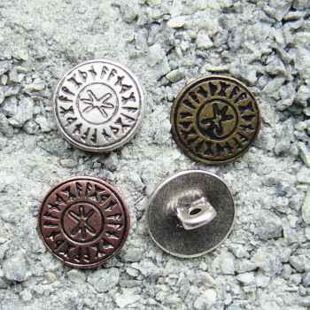 Wikinger Knopf „Odins Schutz“ silberfarben – 15 mm Zierknopf für Tunika, Umhang & Reenactment